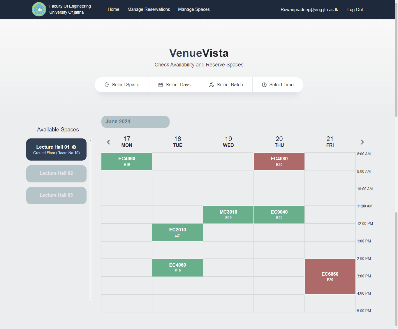 VenueVista — Lecture Hall Booking System
